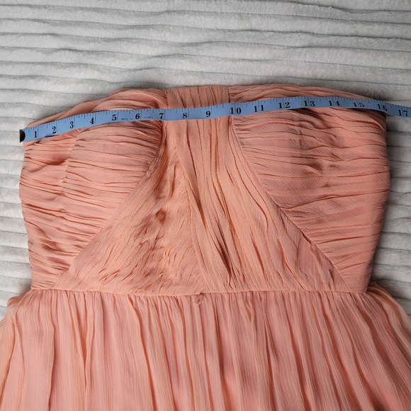 Donna Morgan Strapless Peach Chiffon Maxi Dress 8 Prom Homecoming Formal Gown - Picture 9 of 11